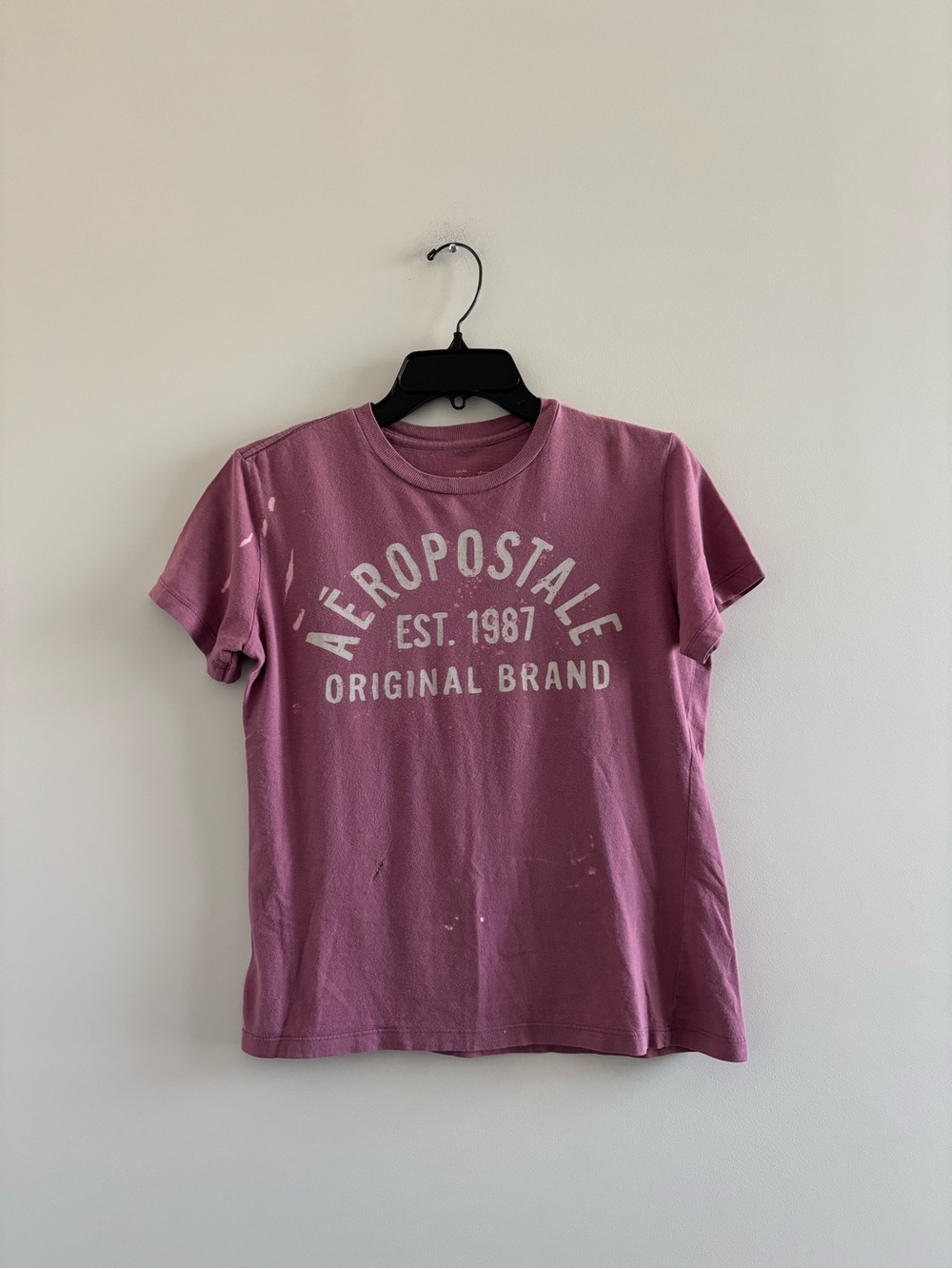Aeropostale T-Shirt Pink Graphic Logo Distressed Cotton Women S Grunge Y2K